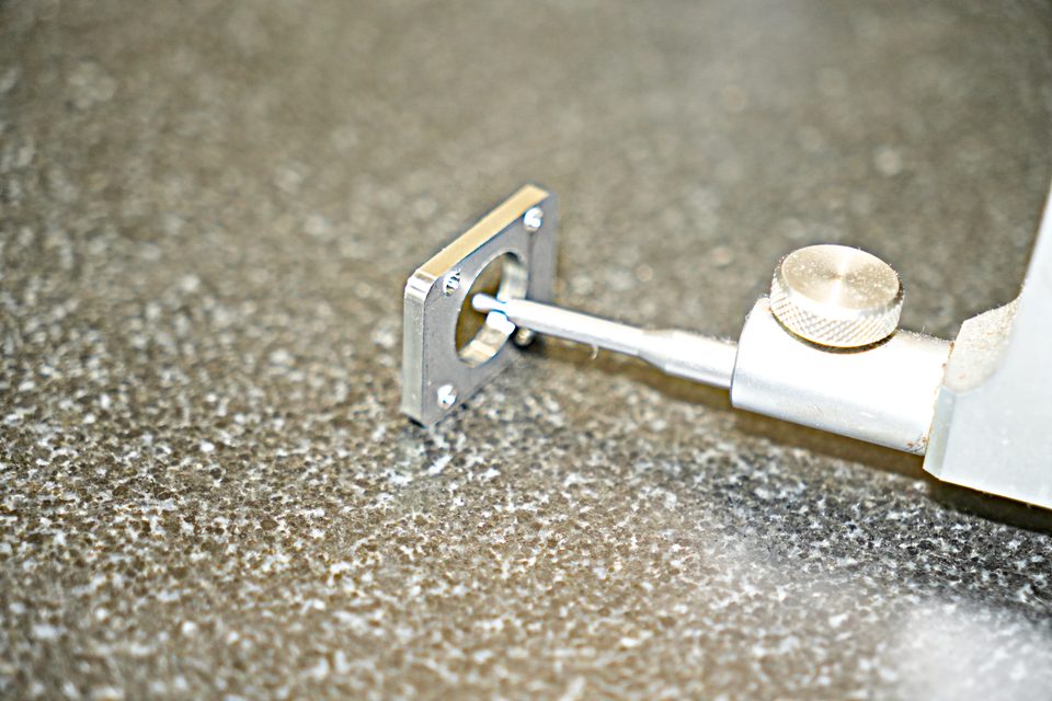 Close-up inspection work using Brown & Sharpe optical measurement equipment